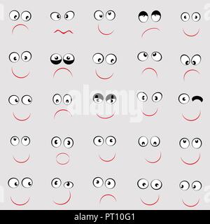 Ensemble d'émoticônes mignon avec différentes émotions Illustration de Vecteur