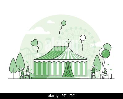 Circus - ligne fine style design vector illustration Illustration de Vecteur