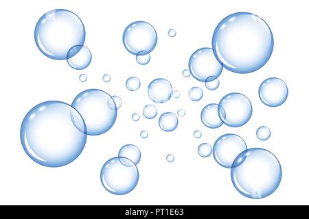 Bulles de savon bleu sur fond blanc vector illustration EPS10 Illustration de Vecteur