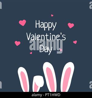 Happy Valentine day avec oreilles de lapin Illustration de Vecteur