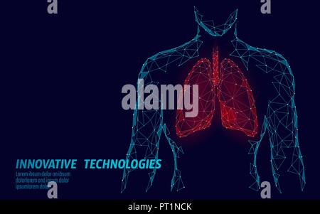 Silhouette de l'homme santé des poumons médecine 3d basse modèle poly. Points connectés Triangle glow point. Médecin En ligne Journée Mondiale de la tuberculose rend la technologie innovante moderne vector illustration Illustration de Vecteur