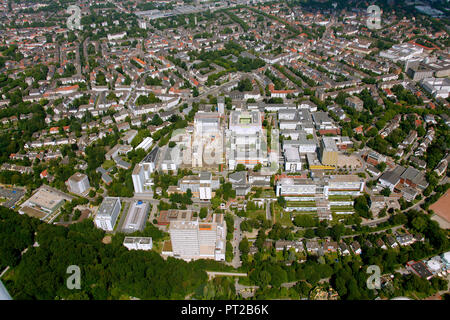 Vue aérienne de l'hôpital universitaire, hôpital, Essen, Ruhr, Rhénanie du Nord-Westphalie, Allemagne, Europe, Banque D'Images