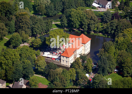 Vue aérienne, château, musée, Château de Struenkede, Herne, Ruhr, Rhénanie du Nord-Westphalie, Allemagne, Europe, Banque D'Images