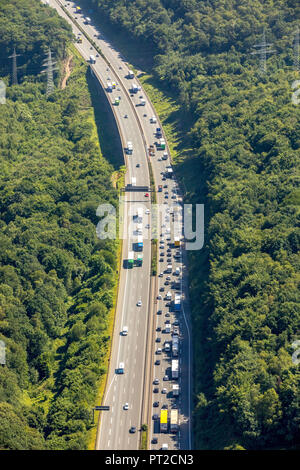 Autoroute A1 salon Volmarstein, embouteillage à cause de la construction site, Wetter (Ruhr), Ruhr, Rhénanie du Nord-Westphalie, Allemagne Banque D'Images