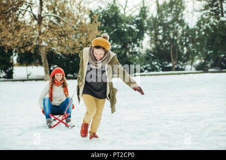 Deux amis dans la neige Banque D'Images