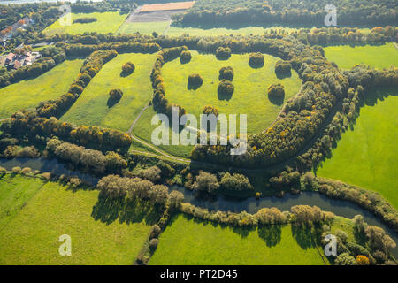 Bergkamen enfouissement, rivière Lippe, méandre sur la ville frontière entre Werne et Bergkamen, Lippe d'inondation, meadows, réserve naturelle, Bergkamen, Ruhr, Rhénanie du Nord-Westphalie, Allemagne Banque D'Images