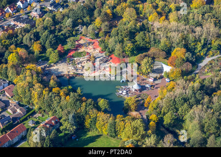 Aire de jeux dans l'eau, Maxipark MaxiPark, Maxi Park, ancien Landesgartenschau Maximilianpark Hamm avec l'éléphant en verre, Hamm est, Hamm, Ruhr, Rhénanie du Nord-Westphalie, Allemagne Banque D'Images