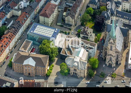 Trimestre d'art avec Karl Ernst Osthaus Museum et Emil Schumacher, musée, musées, Hagen, de la culture, de l'île aux musées, la Place du Musée, l'église St Marien, paroisse catholique St.Marien, Hagen, Ruhr, Rhénanie du Nord-Westphalie, Allemagne Banque D'Images