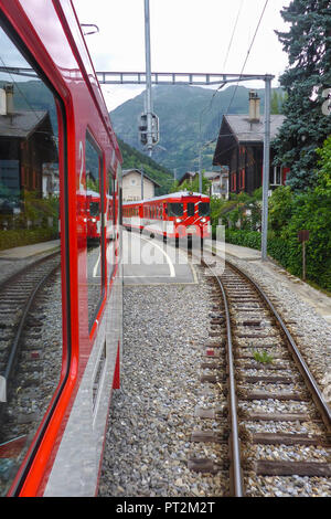 La Suisse, canton du Valais, de la vallée de Conches, district de Conches, transports publics, ferroviaires Banque D'Images