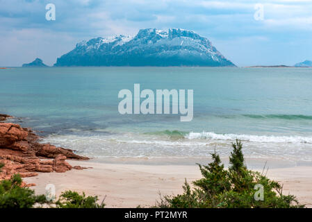 La neige sur l'île de Tavolara, Olbia Tempio Province, Sardaigne, Italie, Europe, Banque D'Images