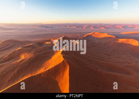 L'Afrique, la Namibie, le désert de Namib, Namib-Naukluft National Park, vue aérienne du désert de dunes dans la lumière du matin Banque D'Images