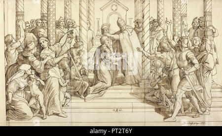 Olivier, Carolsfeldres, le couronnement de Charlemagne, 1840 encre brune sur mine, le J. Paul Getty Museum, Los Angeles, USA. Banque D'Images