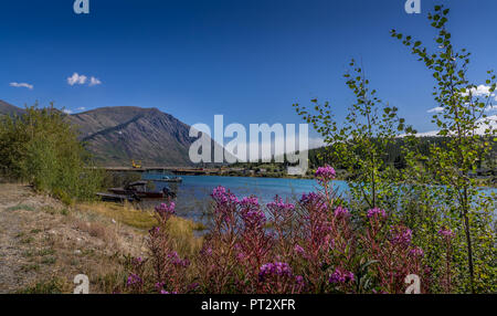 Beau petit lac de scen dans la ville de Carcross, au Yukon, Canada Banque D'Images