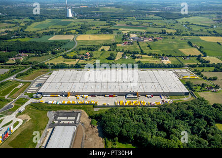 Photo aérienne, centre de logistique d'Amazon Werne, Ruhr, Rhénanie du Nord-Westphalie, Allemagne Banque D'Images