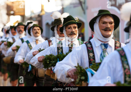 Schellenrührer, Carnaval, feu d'inepties Jeudi, Mittenwald, Werdenfelser Land, Upper Bavaria, Bavaria, Germany Banque D'Images