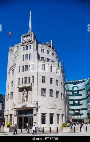 L'Angleterre, Londres, Portland Place, la BBC Broadcasting House Banque D'Images