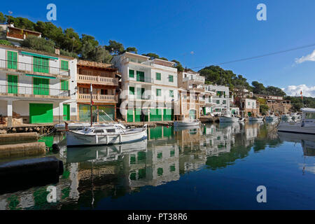 Maisons au bord de l'eau à Cala Figuera, près de Santanyí, Majorque, Îles Baléares, Espagne Banque D'Images