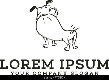 Funny bull dog Chien. logo design logo modèle concept Illustration de Vecteur