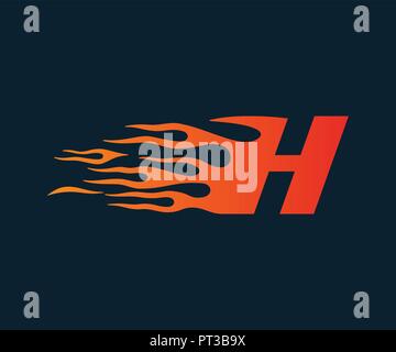 Lettre H Logo flamme. speed concept design de logo template Illustration de Vecteur