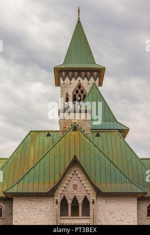 Canada, Québec, Estrie, Benoit-du-Lac, Abbaye St-Benoit-du-Lac, Bendictine abbaye, construite en 1912., Dom Paul Belfort, architecte, extérieur Banque D'Images