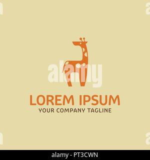 Conception de logo girafes mignon modèle concept Illustration de Vecteur