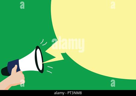 Télévision design business concept Illustration vectorielle de l'espace copie du modèle de texte pour site isolé Ad esp 3D isométrique. Human Hand Holding Megaphone avec Illustration de Vecteur