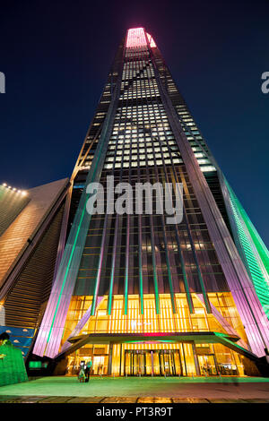 Ping An International Finance Center, un gratte-ciel de 599 mètres de haut Futian CDB, illuminé la nuit. Shenzhen, province de Guangdong, en Chine. Banque D'Images