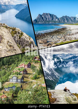 Collage de photos touristiques de la Norvège. Banque D'Images