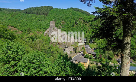 Niederburg, Manderscheider châteaux, Manderscheid, Eifel volcanique, Eifel, Rhénanie-Palatinat, Allemagne Banque D'Images