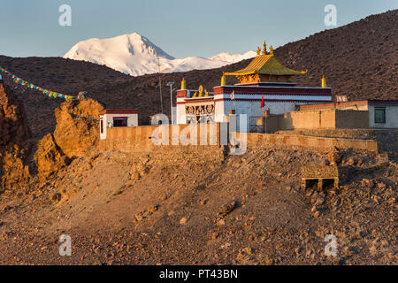 Mapham Yutso, lac Manasarowar, Chiu monastère au Tibet, Banque D'Images