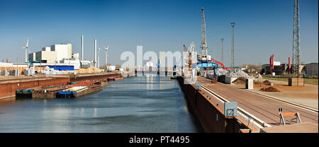 Allemagne (Saxe-Anhalt), Magdeburg, Magdebourg port canal, port industriel, port intérieur près de l'Elbe Banque D'Images