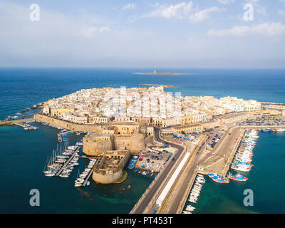 Ville de Gallipoli, Lecce Province vue aérienne, Pouilles, Salento, Italie, Europe, Banque D'Images