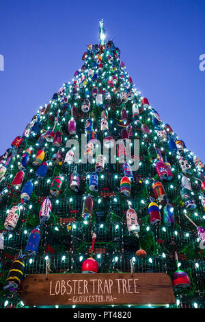 USA, New England, Cape Ann, Massachusetts, Gloucester, Arbre de Noël de casiers à homard Banque D'Images