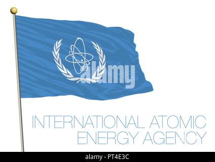 L'AIEA, l'Agence internationale de l'énergie atomique, drapeau de l'Organisation des Nations Unies, New York, USA Illustration de Vecteur