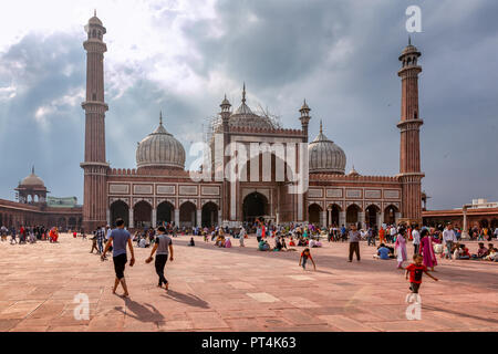 Mosquée Jama Masjid ou Masjid-i-Jahan Numa, Old Delhi, Delhi, Inde Banque D'Images