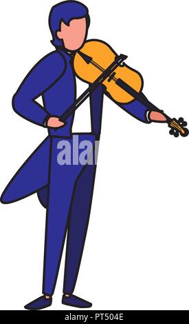 Musicien jouant du violon sur fond blanc, vector illustration Illustration de Vecteur