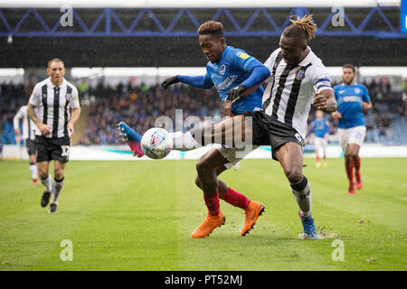 Portsmouth, Royaume-Uni. 6 octobre 2018. Au cours de l'EFL Sky Bet League 1 match entre Portsmouth et Gillingham à Fratton Park, Portsmouth, Angleterre le 6 octobre 2018. Photo de Simon Carlton. Usage éditorial uniquement, licence requise pour un usage commercial. Aucune utilisation de pari, de jeux ou d'un seul club/ligue/dvd publications. Credit : UK Sports Photos Ltd/Alamy Live News Banque D'Images