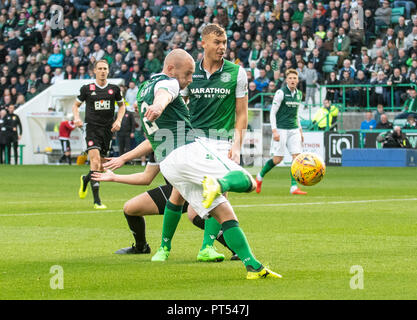 Edinburgh, Royaume-Uni. 6 octobre 2018. Scottish Premiership - Hibernian v Hamilton Academicals, Edinburgh, Midlothian, UK. 06,10, 2018. Hibs' Pic montre : defender, David Gray, pousses comme Hamilton Academicals thrash Hibs par 6 buts à 0 au stade de la route de Pâques, Édimbourg Crédit : Alamy/Ian Jacobs Crédit : Ian Jacobs/Alamy Live News Banque D'Images
