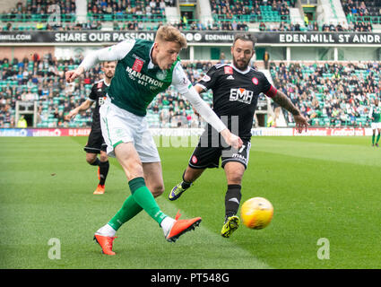 Edinburgh, Royaume-Uni. 6 octobre 2018. Scottish Premiership - Hibernian v Hamilton Academicals, Edinburgh, Midlothian, UK. 06,10, 2018. Hibs' Pic montre : le milieu de terrain, Vykintas Lituanie Slivka, pousses comme Hamilton Academicals thrash Hibs par 6 buts à 0 au stade de la route de Pâques, Édimbourg Crédit : Alamy/Ian Jacobs Crédit : Ian Jacobs/Alamy Live News Banque D'Images