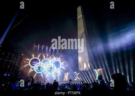 Buenos Aires, Argentine. 06 Oct, 2018. Cérémonie d'ouverture des Jeux Olympiques de la jeunesse de Buenos Aires en 2018, en face de l'Obélisque de la ville de Buenos Aires, Argentine. Credit : Marcelo Machado de Melo/FotoArena/Alamy Live News Banque D'Images