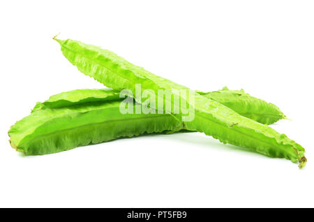 Haricots à ailes vert isolé sur fond blanc Banque D'Images