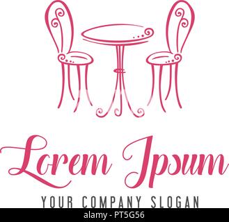 Table Chaise romantique. logo design logo cafe romantique modèle concept Illustration de Vecteur