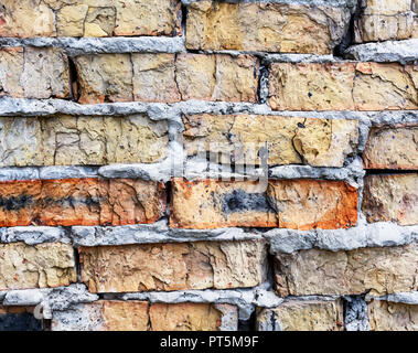 Vieux mur de briques détruits comme fond closeup Banque D'Images