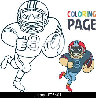 Coloriage avec rugby football player cartoon Illustration de Vecteur