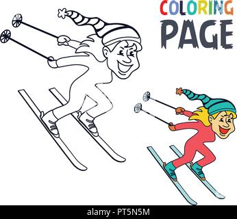 Coloriage avec les femmes ski glace dvd cartoon Illustration de Vecteur