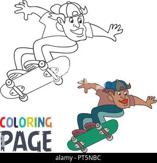 Coloriage avec skateboard dvd cartoon Illustration de Vecteur