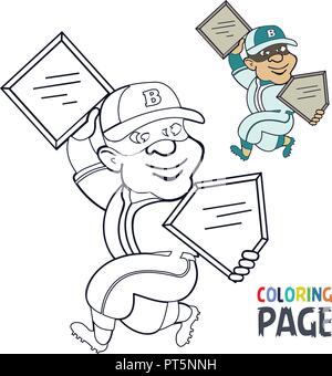 Coloriage avec baseball player cartoon Illustration de Vecteur