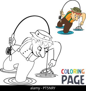 Coloriage avec cartoon pêche Illustration de Vecteur