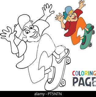 Coloriage avec skateboard dvd cartoon Illustration de Vecteur