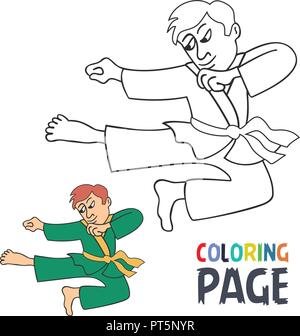 Coloriage avec art martial karaté dvd cartoon Illustration de Vecteur